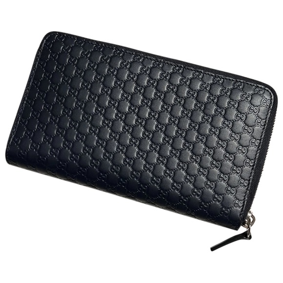 GUCCI Black Micro Guccissima Leather Zip Around Wallet - Picture 1 of 8